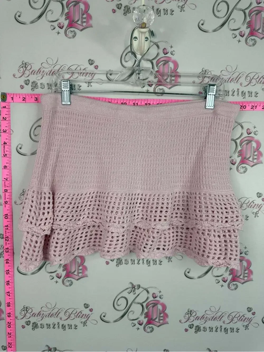 wild fable Light Pink Crochet Ruffle Mini Skirt